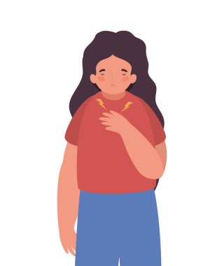 Yorgunluk vektör tasarımlı izole kız avatarı