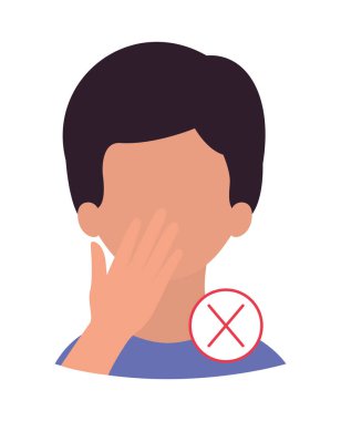 Yüzüne dokunan çocuk kafası ve yasaklı sembol tasarımı