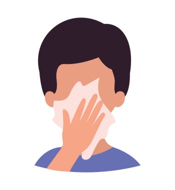 Kuru öksürük vektörü tasarımı olan çocuk kafası