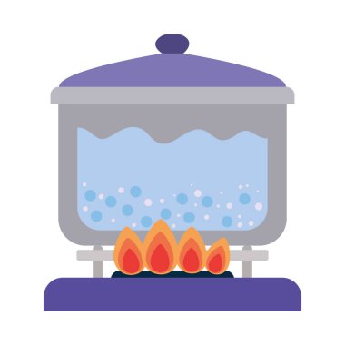 Mutfak kabı içinde su kaynıyor.