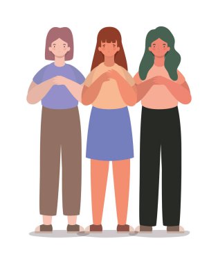 İzole edilmiş üzgün kadınlar, vektör tasarımları.