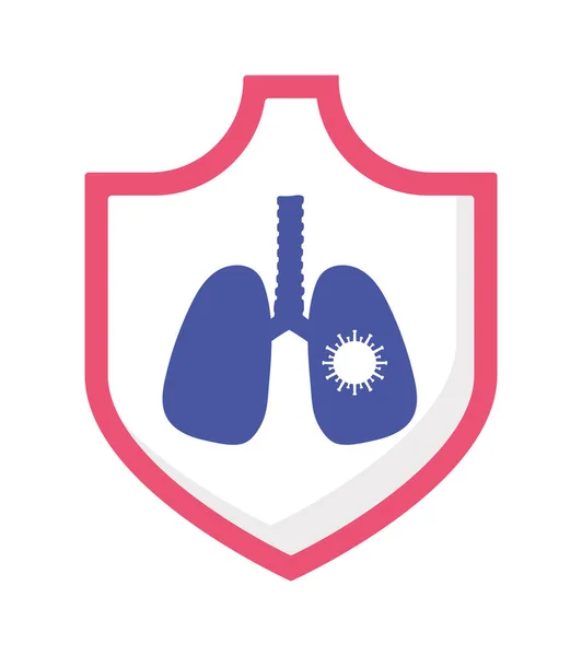 Covid 19 virus inside lungs vector design — Stock Vector