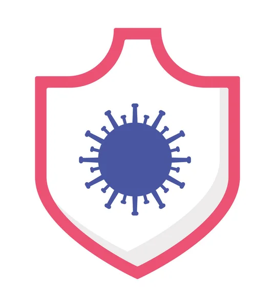 Covid 19 virus dentro del diseño del vector escudo — Vector de stock