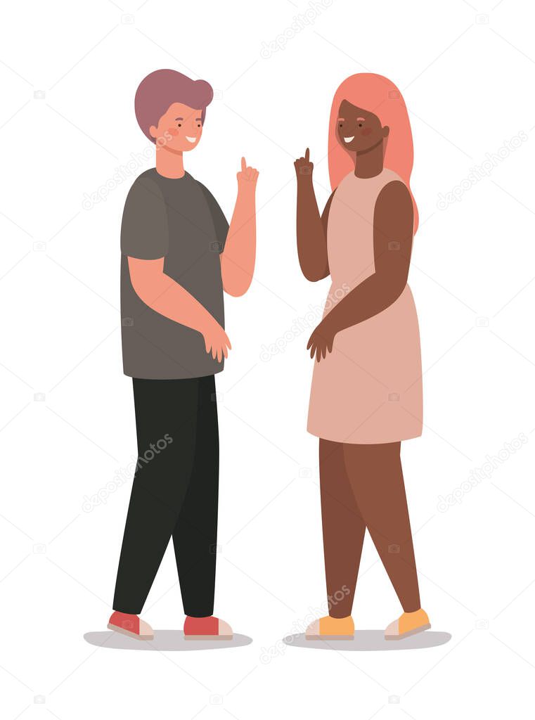 Isolated happy woman and man cartoon vector design