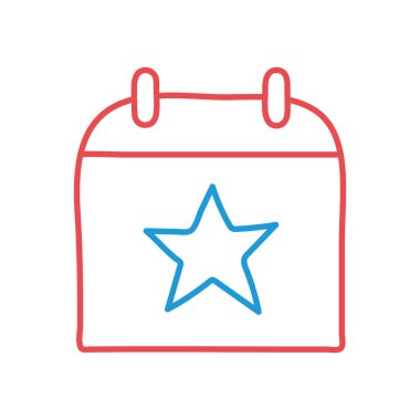 Yıldız çizgisi ve biçim ikonu vektör tasarımı ile takvim