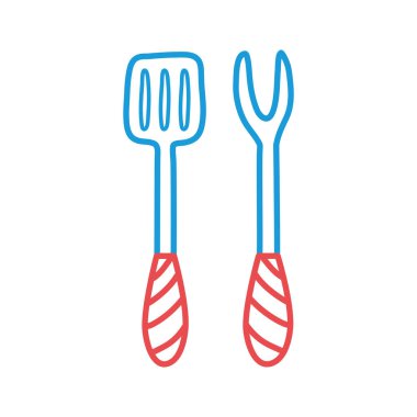 Çatal ve spatula hattı ve biçim ikonu vektör tasarımı