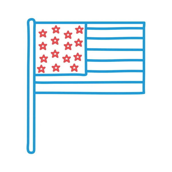 Usa flagga linje och fyll stil ikon vektor design — Stock vektor