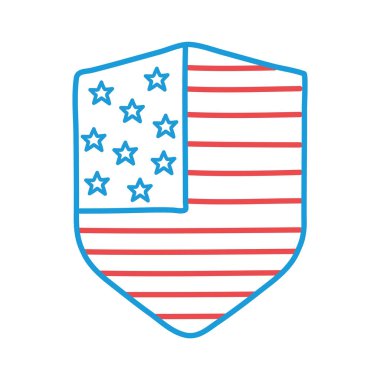 Usa bayrak kalkan hattı ve biçim ikonu vektör tasarımını doldur
