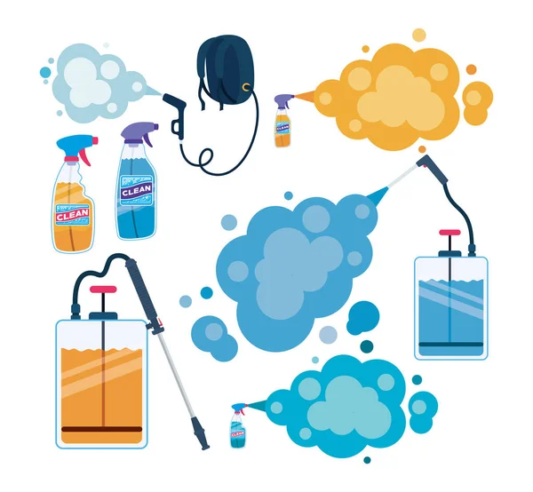 Antibacterial spray bottles with smokes vector design — Stock Vector