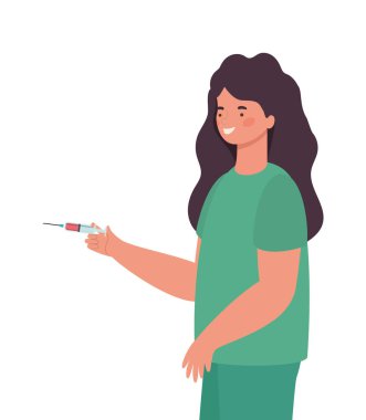 Üniformalı ve enjeksiyon vektör tasarımlı kadın doktor