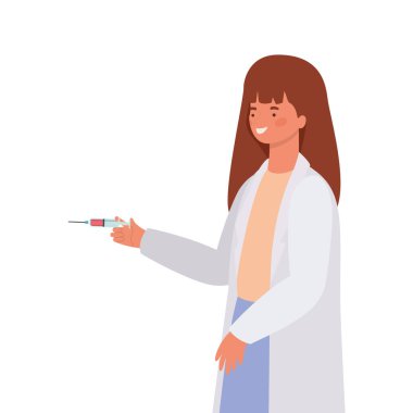 Üniformalı ve enjeksiyon vektör tasarımlı kadın doktor