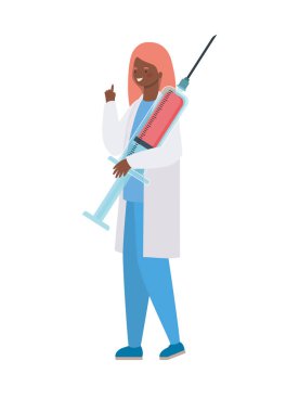 Üniformalı ve enjeksiyon vektör tasarımlı kadın doktor