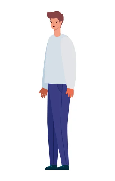 Изолированный аватар человек мультфильм с коричневым дизайном вектора волос — стоковый вектор