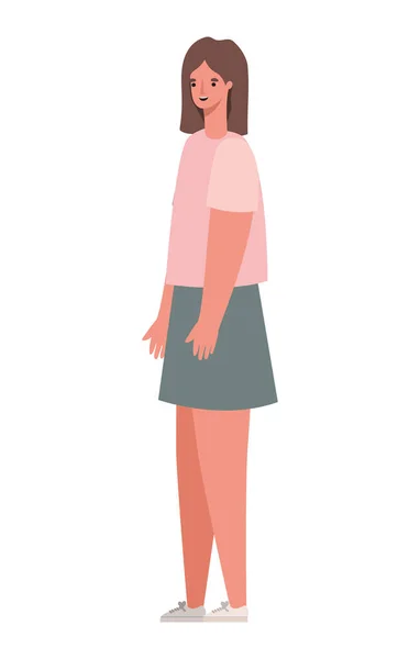 Dibujos animados de mujer avatar aislado con diseño de vectores de pelo marrón — Vector de stock
