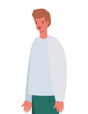 Sarışın saç vektör tasarımlı, izole edilmiş Avatar Adam çizgi filmi.