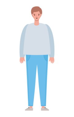 Kahverengi saç vektör tasarımlı izole edilmiş Avatar Adam çizgi filmi.