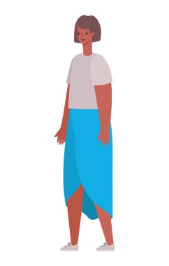 Kahverengi saç vektör tasarımlı, izole edilmiş avatar kadın çizgi filmi.