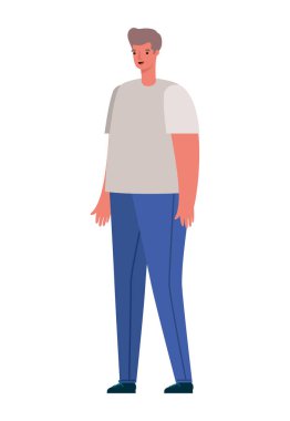 Gri saç vektör tasarımlı izole edilmiş Avatar Adam çizgi filmi.