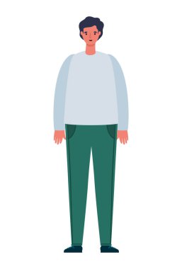 Siyah saç vektör tasarımlı izole edilmiş Avatar Adam çizgi filmi.