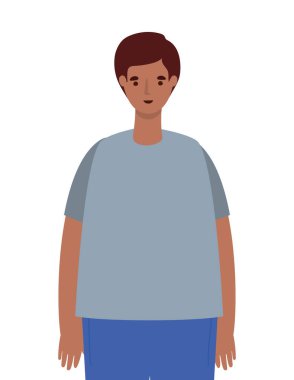 Kahverengi saç vektör tasarımlı izole edilmiş Avatar Adam çizgi filmi.