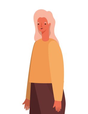 Sarışın saç vektör tasarımlı, izole edilmiş bir Avatar kadın çizgi filmi.