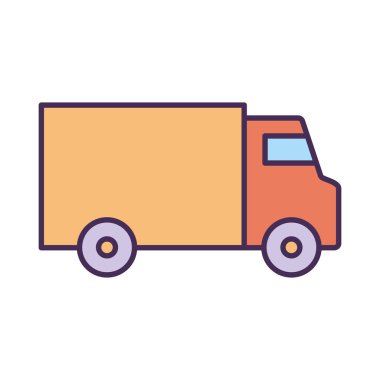 Nakliye kamyonu hattı ve biçim ikonu vektör tasarımını doldur