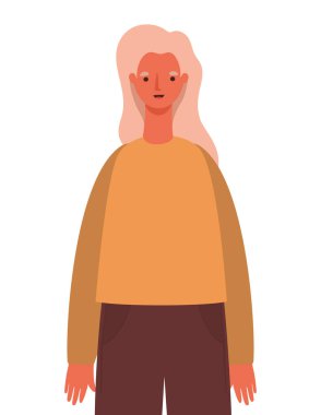 Sarışın saç vektör tasarımlı, izole edilmiş bir Avatar kadın çizgi filmi.