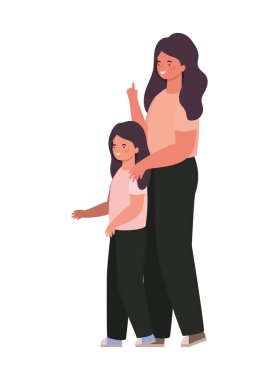 Anne ve kız vektör tasarımı
