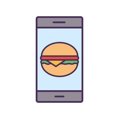 akıllı telefon ve hamburger satırı ve biçim ikonu vektör tasarımı