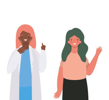 Kadın doktor ve kadın avatar vektör tasarımı