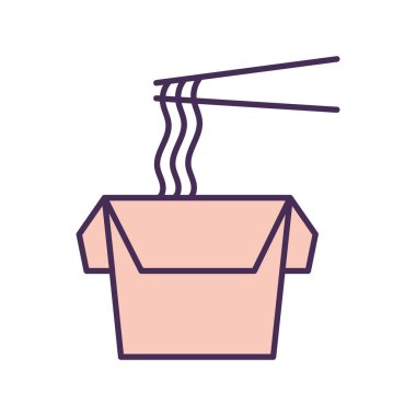 Çin erişte kutusu hattı ve biçim ikonu vektör tasarımı