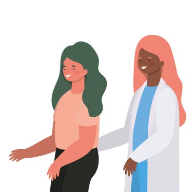 Kadın doktor ve kadın avatar vektör tasarımı
