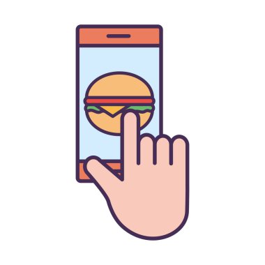 akıllı telefon ve hamburger satırı ve biçim ikonu vektör tasarımı