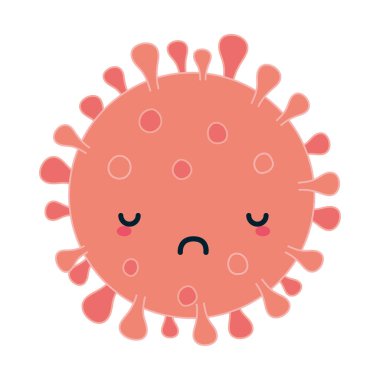 Covid 19 virüs kawaii çizgi film vektör tasarımı
