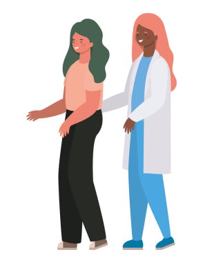 Kadın doktor ve kadın avatar vektör tasarımı