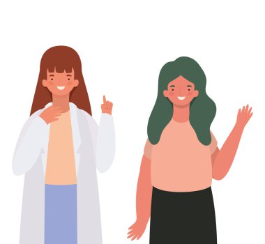 Kadın doktor ve kadın avatar vektör tasarımı