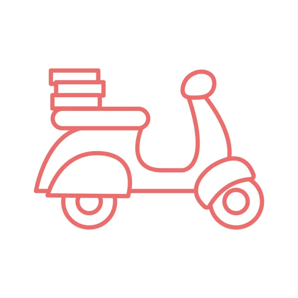 Cajas de pizza sobre la línea de motocicleta icono de estilo de diseño de vectores — Vector de stock