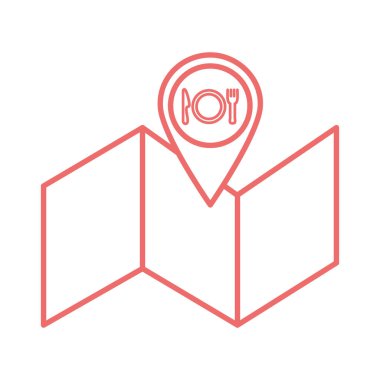 GPS işareti ve harita çizgisi biçim vektör tasarımı içindeki çatal bıçak takımı