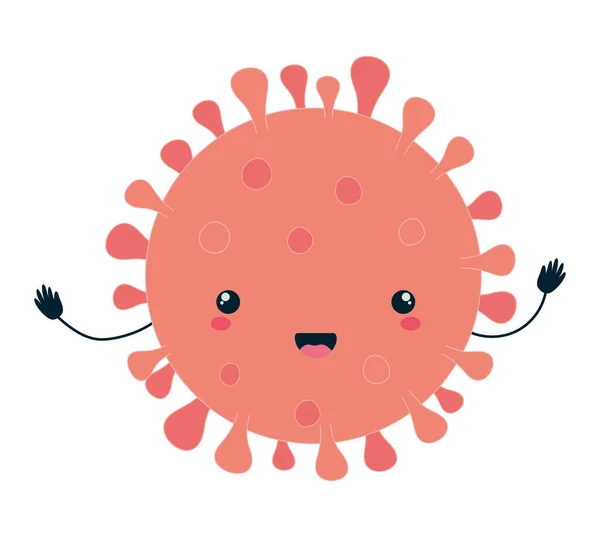 Covid 19 virus kawaii diseño de vectores de dibujos animados — Vector de stock