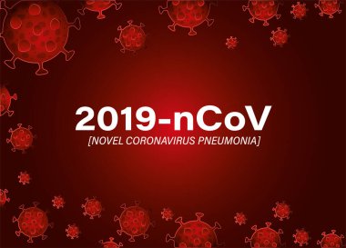 2019 ncov roman koronavirüs ve pnömoni kırmızı arkaplan vektör tasarımı önünde