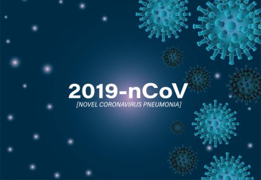 2019 ncov romanı Coronavirus ve pnömoni mavi arkaplan vektör tasarımı önünde