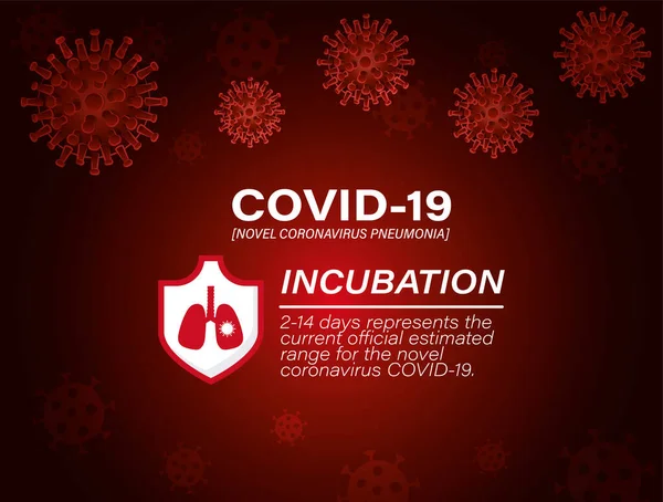 Inkubace a štít viru Covid 19 s konstrukcí plicního vektoru — Stockový vektor