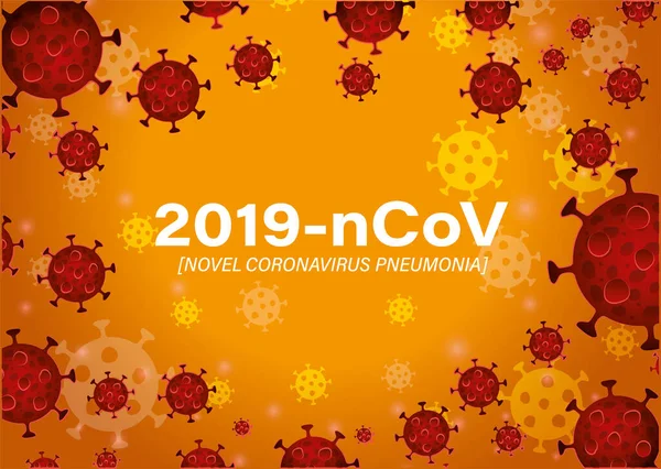 2019 ncov román koronavirus a pneumonie před oranžovým designem pozadí vektoru — Stockový vektor