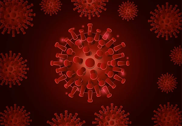 Virus Covid 19 delante del diseño del vector de fondo rojo — Archivo Imágenes Vectoriales