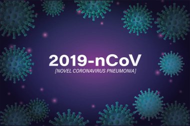 Mor arkaplan vektör tasarımının önünde 2019 ncov romanı Coronavirus ve pnömoni