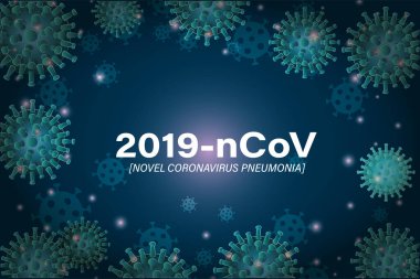 2019 ncov romanı Coronavirus ve pnömoni mavi arkaplan vektör tasarımı önünde