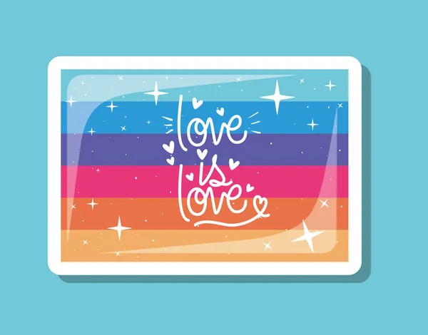 Amor es amor sobre diseño de vectores bandera lgtbi — Vector de stock