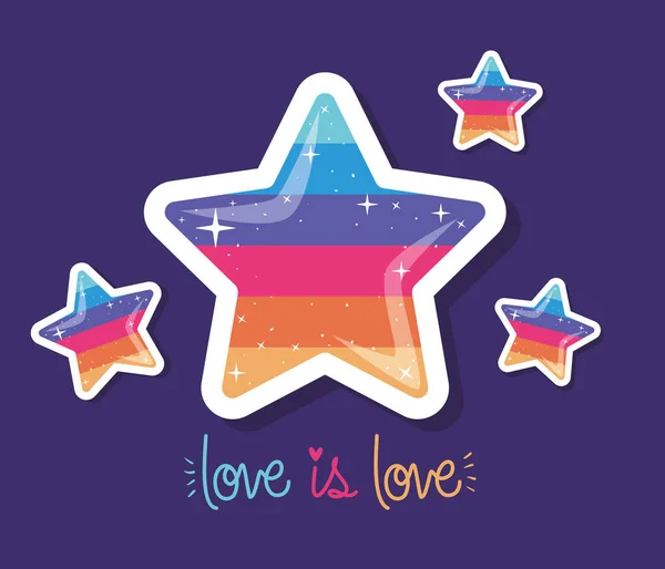Amor es el amor y el diseño de vectores estrella lgtbi — Archivo Imágenes Vectoriales