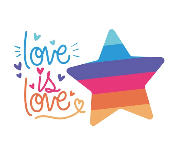 Amor es el amor y el diseño de vectores estrella lgtbi — Vector de stock