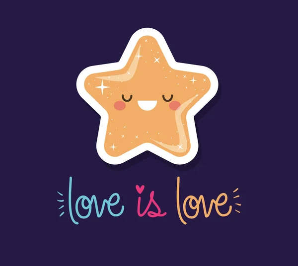Láska je láska a kawaii hvězdný vektor design — Stockový vektor
